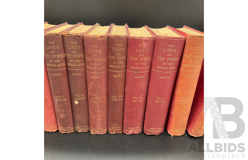 the LIVES of the POPES in MIDDLE AGES, by Horace K. Mann., Volumes I to XII and the POPES and SCIENCE - Lot of 13