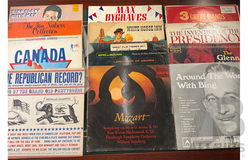 Collection of 48 Vintage Vinyl LP Records - Including Around the World with Bing, Sound of Music and Much More