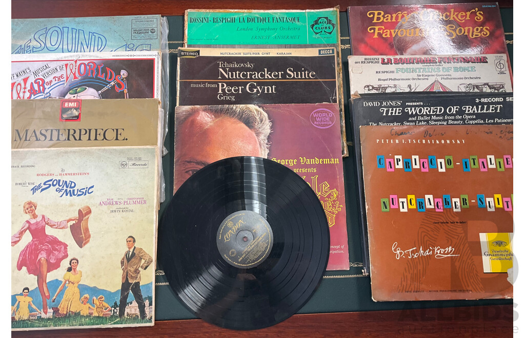 Collection of 48 Vintage Vinyl LP Records - Including Around the World with Bing, Sound of Music and Much More