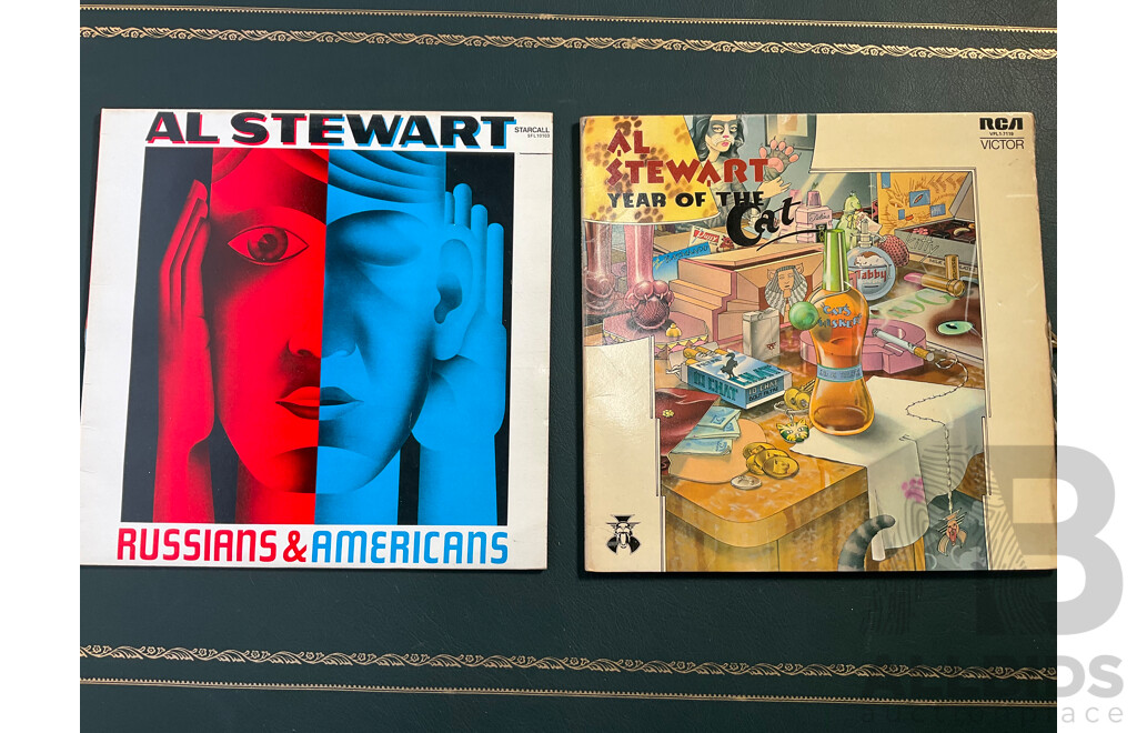AL STEWART Collection of 7 LP Records, Including Russians & Ammericans, Year of the Cat, Time Passags, the Early Years, Modern Times, 24 Carrots and Past, Present & Future