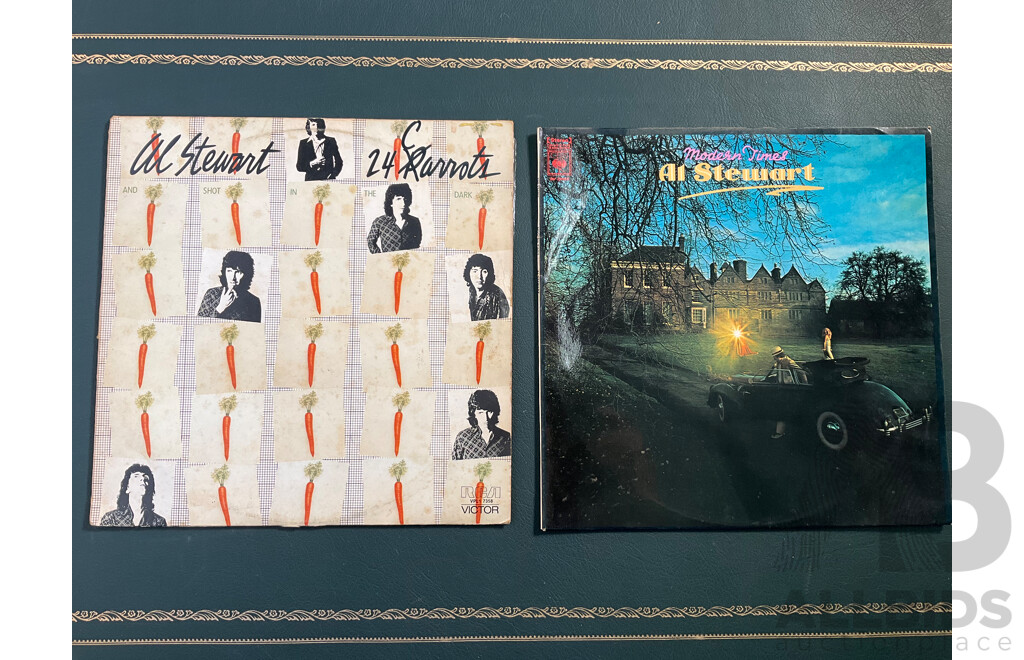 AL STEWART Collection of 7 LP Records, Including Russians & Ammericans, Year of the Cat, Time Passags, the Early Years, Modern Times, 24 Carrots and Past, Present & Future