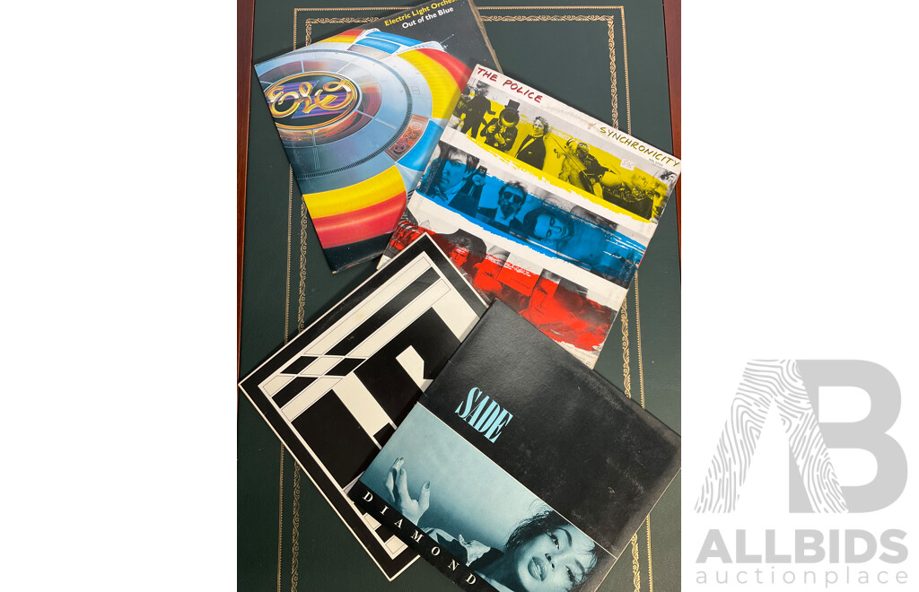 Collection of 4 Vintage LP Records - Including Electric Light Orchestra ''Out of The Blue'', The Police ''Synchronicity'', Sade ''Diamond Life'' and ELO ''Eldorado''