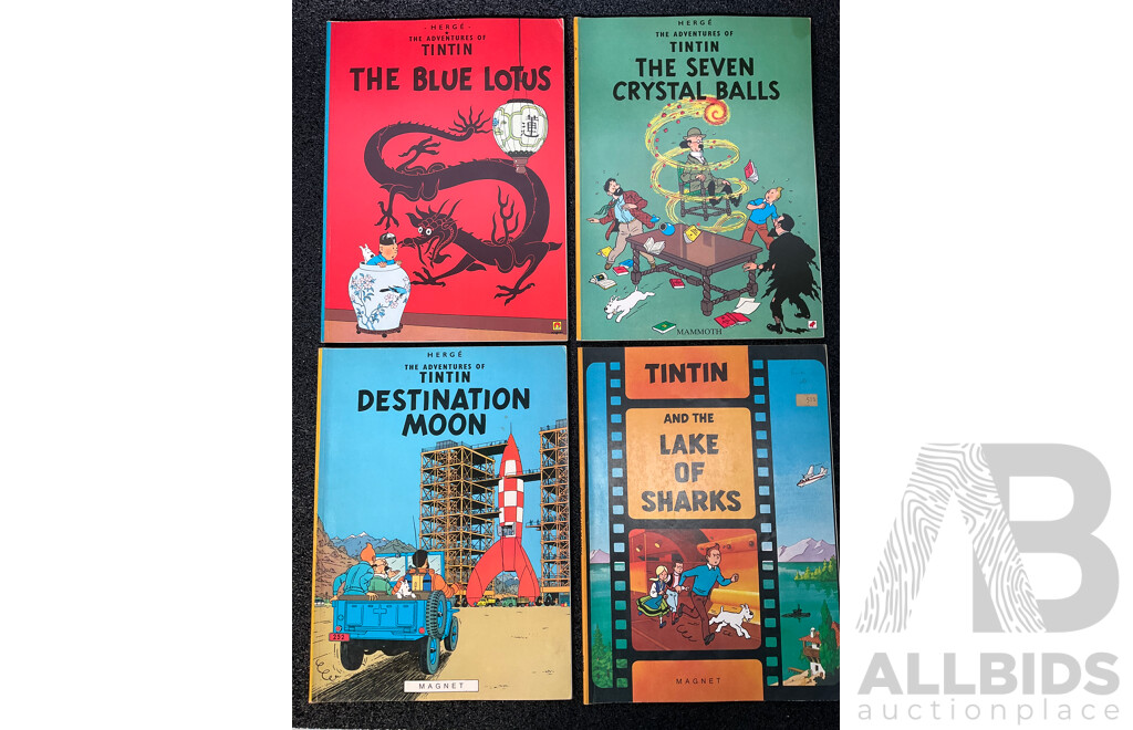 Collection of 10 The Adventure of Tintin Comic Books by Herge - Vintage Paperback Edition