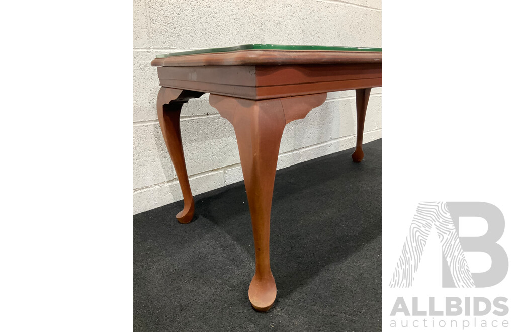 Queen Anne Style Mahogany Coffee or Side Table with Glass Top