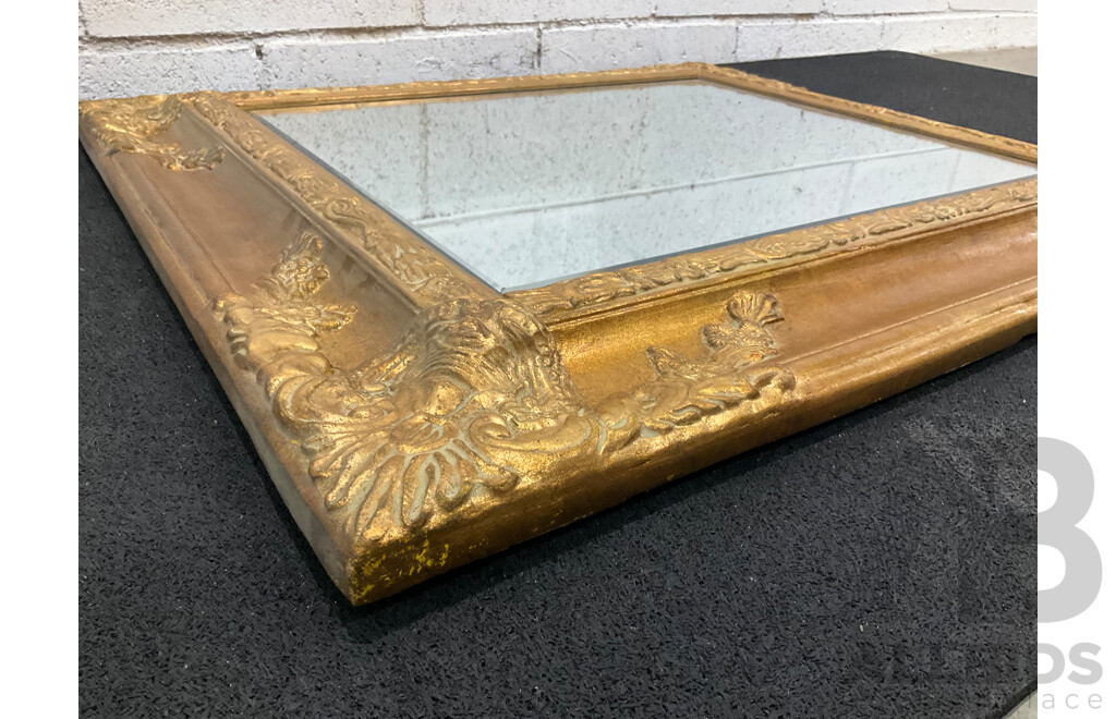 Burnished Gilt Gesso Framed Bevelled Wall Mirror