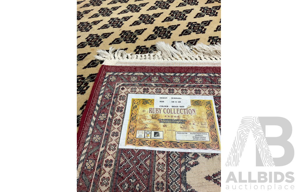 Bokhara Style 100% New Zealand Wool Carpet by RUBY COLLECTION 160x230cm