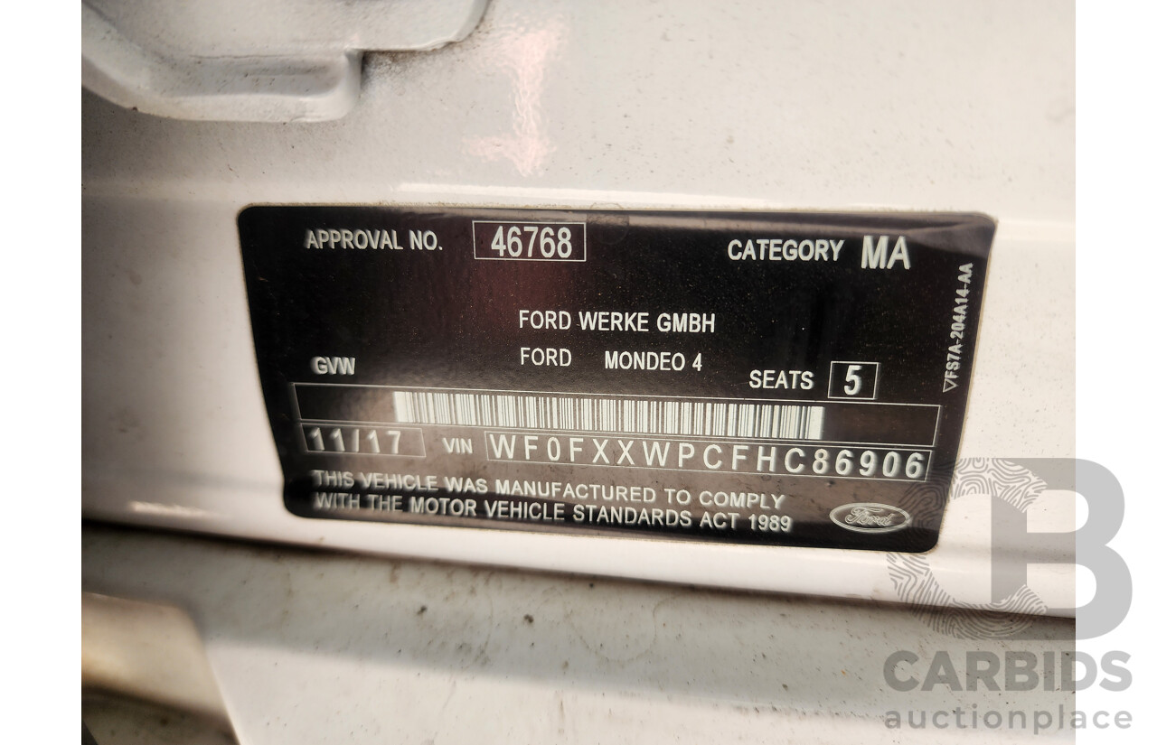 11/2017 Ford Mondeo Ambiente TDCi MD 4d Wagon White 2.0L