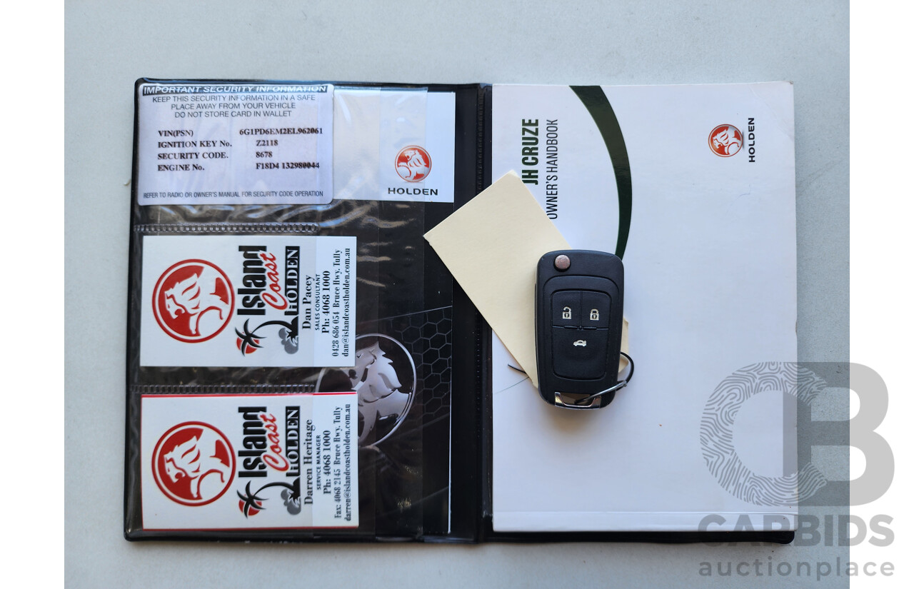 2/2014 Holden Cruze Equipe JH MY14 5d Hatchback White 1.8L