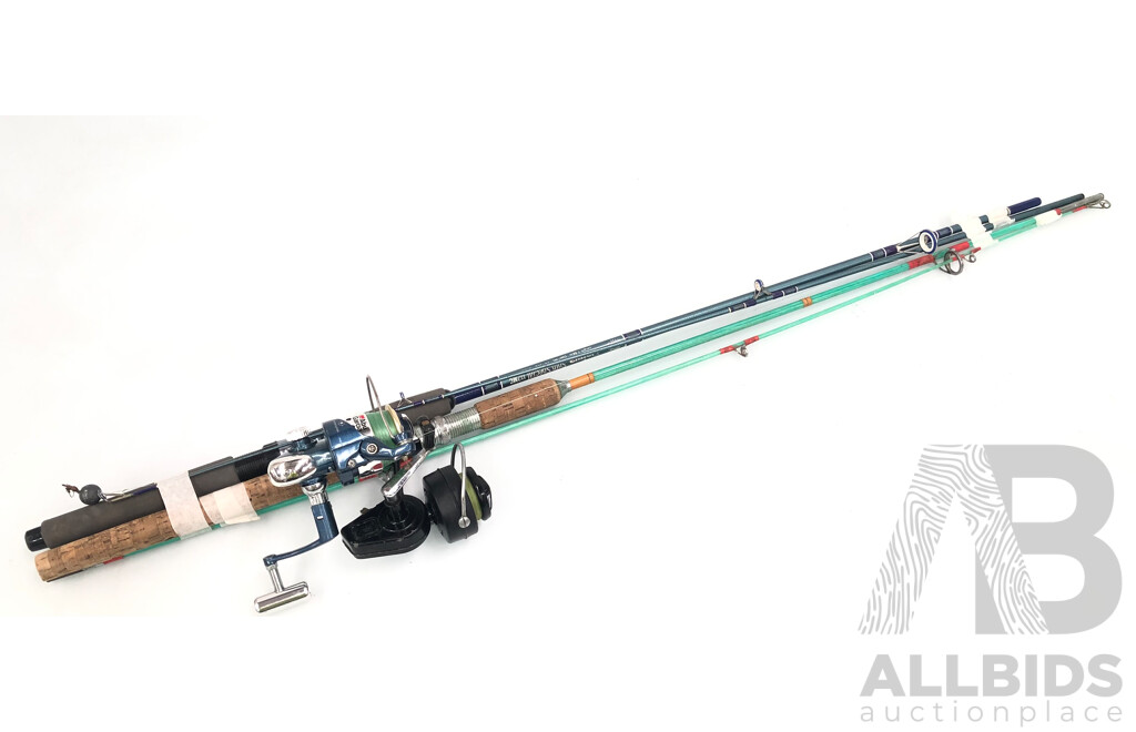 Daiwa and Jarvis Walker 198cm Fishing Rods with Reels - Lot of Two