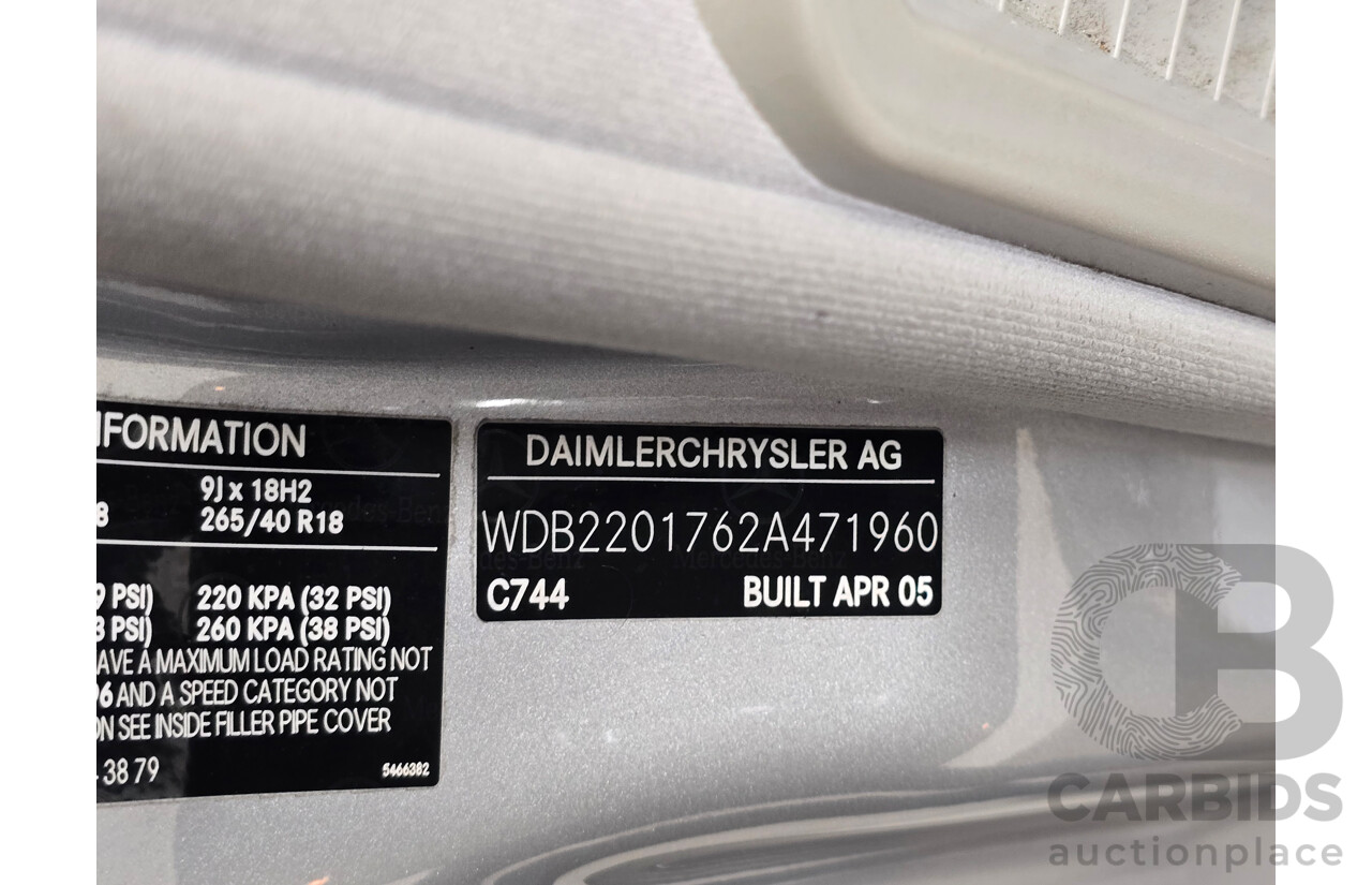 8/2005 Mercedes Benz S600L W220 MY05 4d Sedan Brilliant Silver Metallic Twin Turbo V12 5.5L