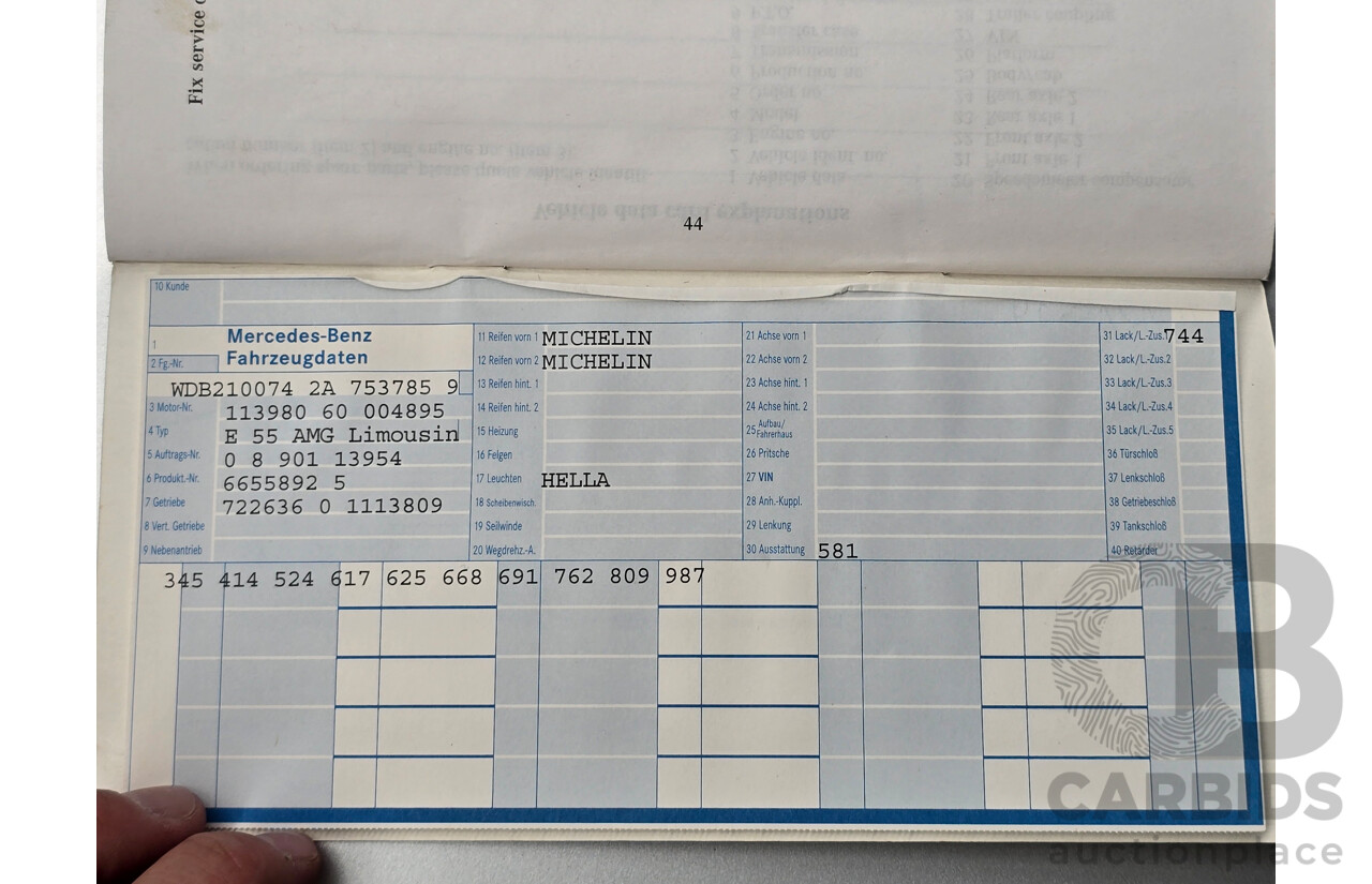 10/1998 Mercedes Benz E55 AMG W210 4d Sedan Brilliant Silver Metallic V8 5.4L