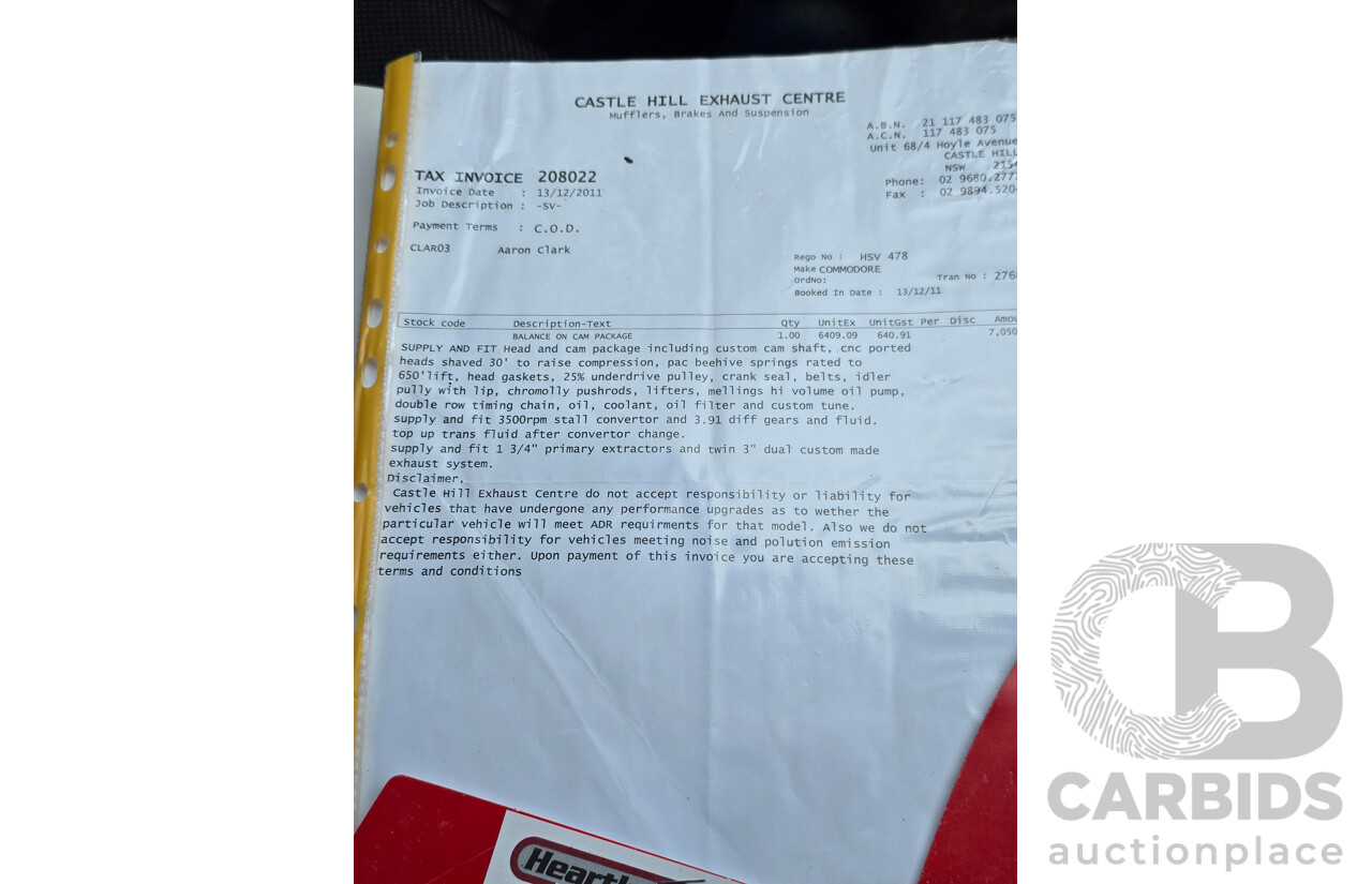 11/2003 Holden Special Vehicles (HSV) Clubsport VY Series 2 Build No.478 4d Sedan Quicksilver Metallic V8 5.7L - Supercharged