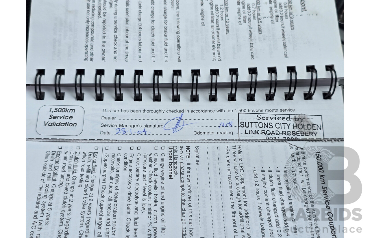 11/2003 Holden Special Vehicles (HSV) Clubsport VY Series 2 Build No.478 4d Sedan Quicksilver Metallic V8 5.7L - Supercharged