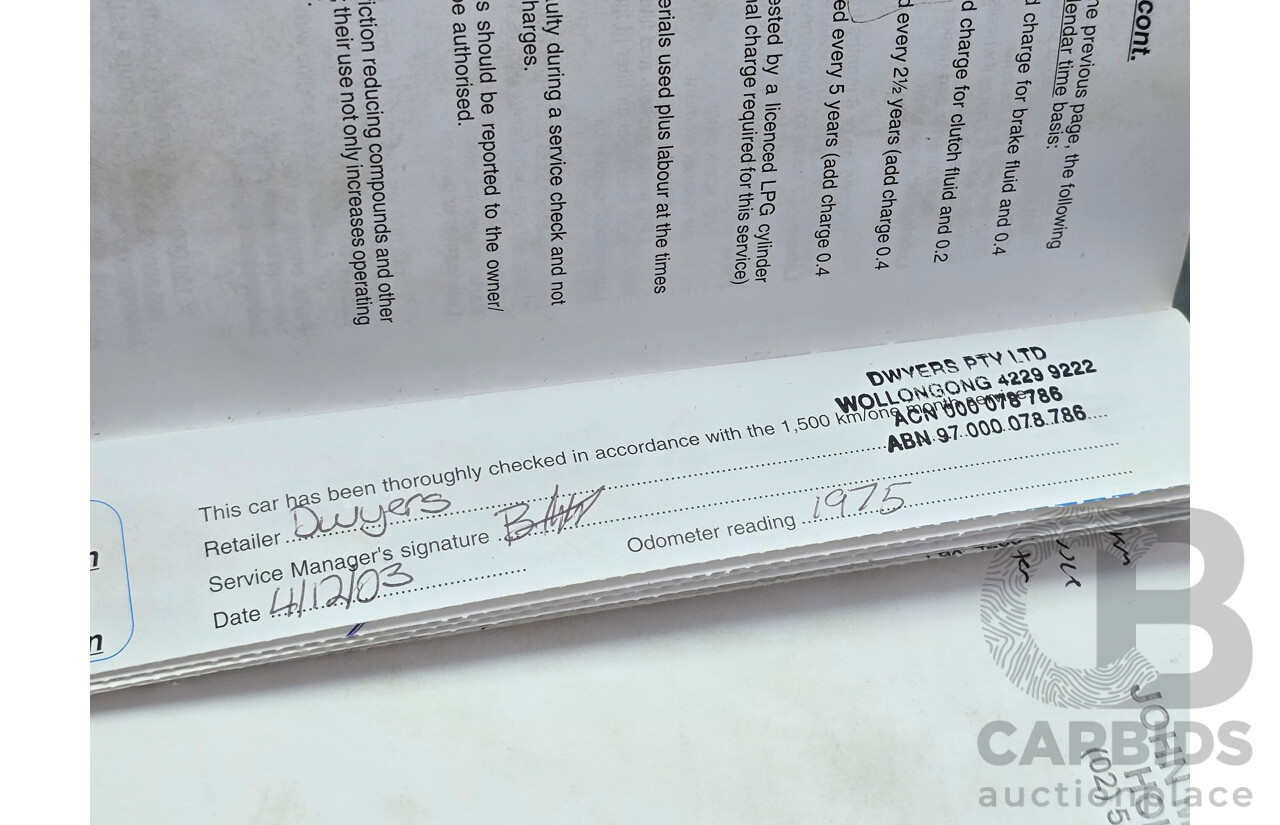 9/2003 Holden Monaro CV8 V2 Series III 2d Coupe Barbados Metallic Blue V8 5.7L