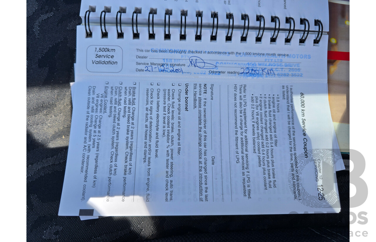 10/2001 Holden Special Vehicles (HSV) Clubsport VX Series II Build No.136 4d Sedan Vespers Blue Metallic V8 5.7L