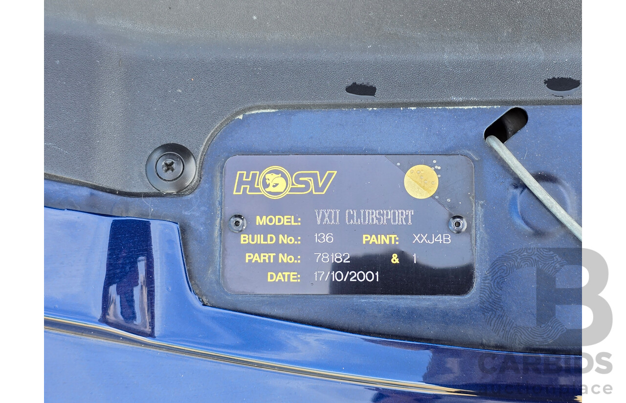 10/2001 Holden Special Vehicles (HSV) Clubsport VX Series II Build No.136 4d Sedan Vespers Blue Metallic V8 5.7L