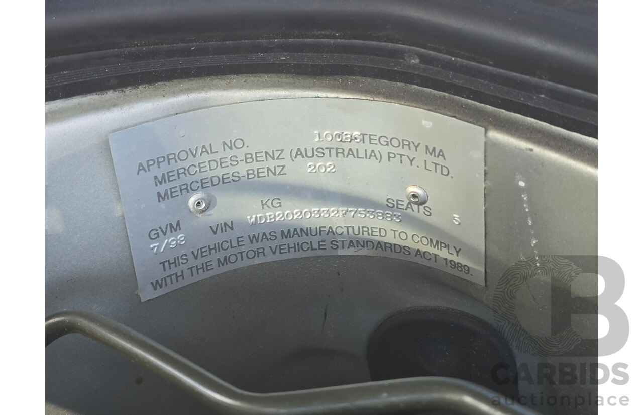 7/1998 Mercedes Benz C43 AMG W202 4d Saloon Zircon Silver Metallic V8 4.3L