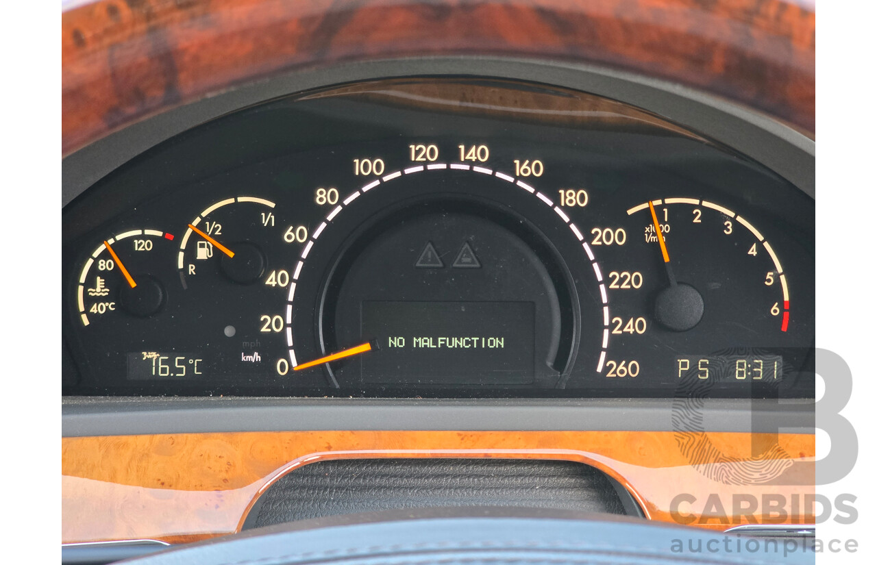 4/2003 Mercedes Benz S600L W220 4d Sedan Obsidian Black Metallic Twin Turbo V12 5.5L