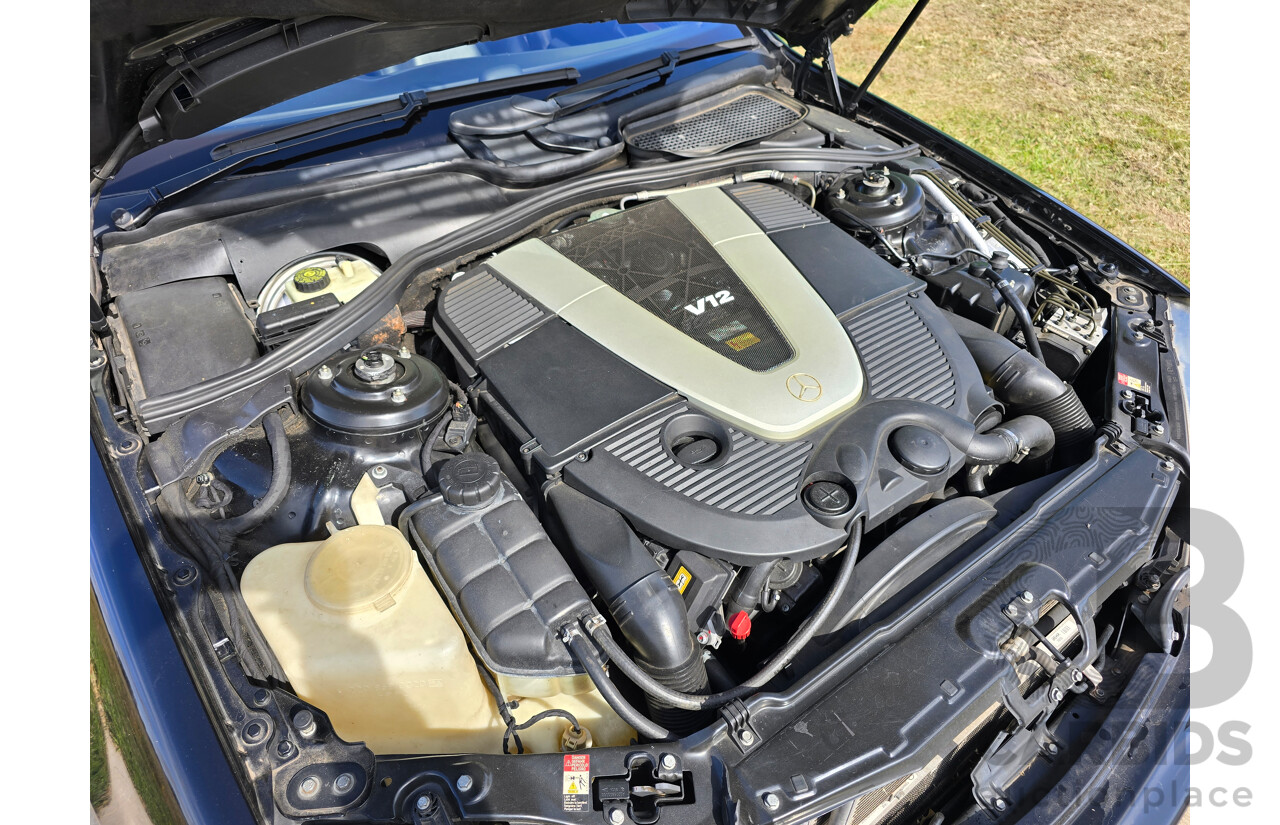 4/2003 Mercedes Benz S600L W220 4d Sedan Obsidian Black Metallic Twin Turbo V12 5.5L