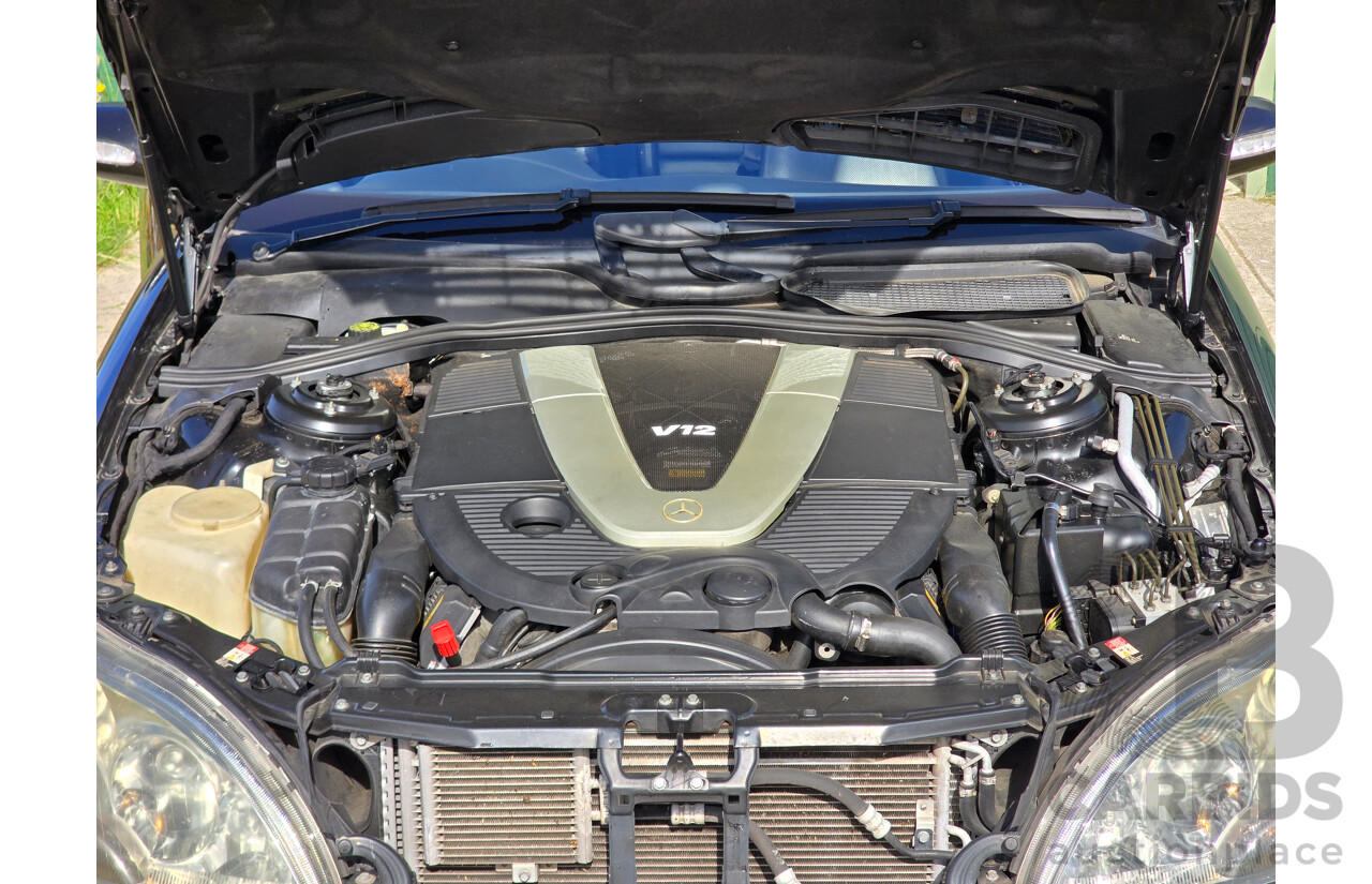 4/2003 Mercedes Benz S600L W220 4d Sedan Obsidian Black Metallic Twin Turbo V12 5.5L