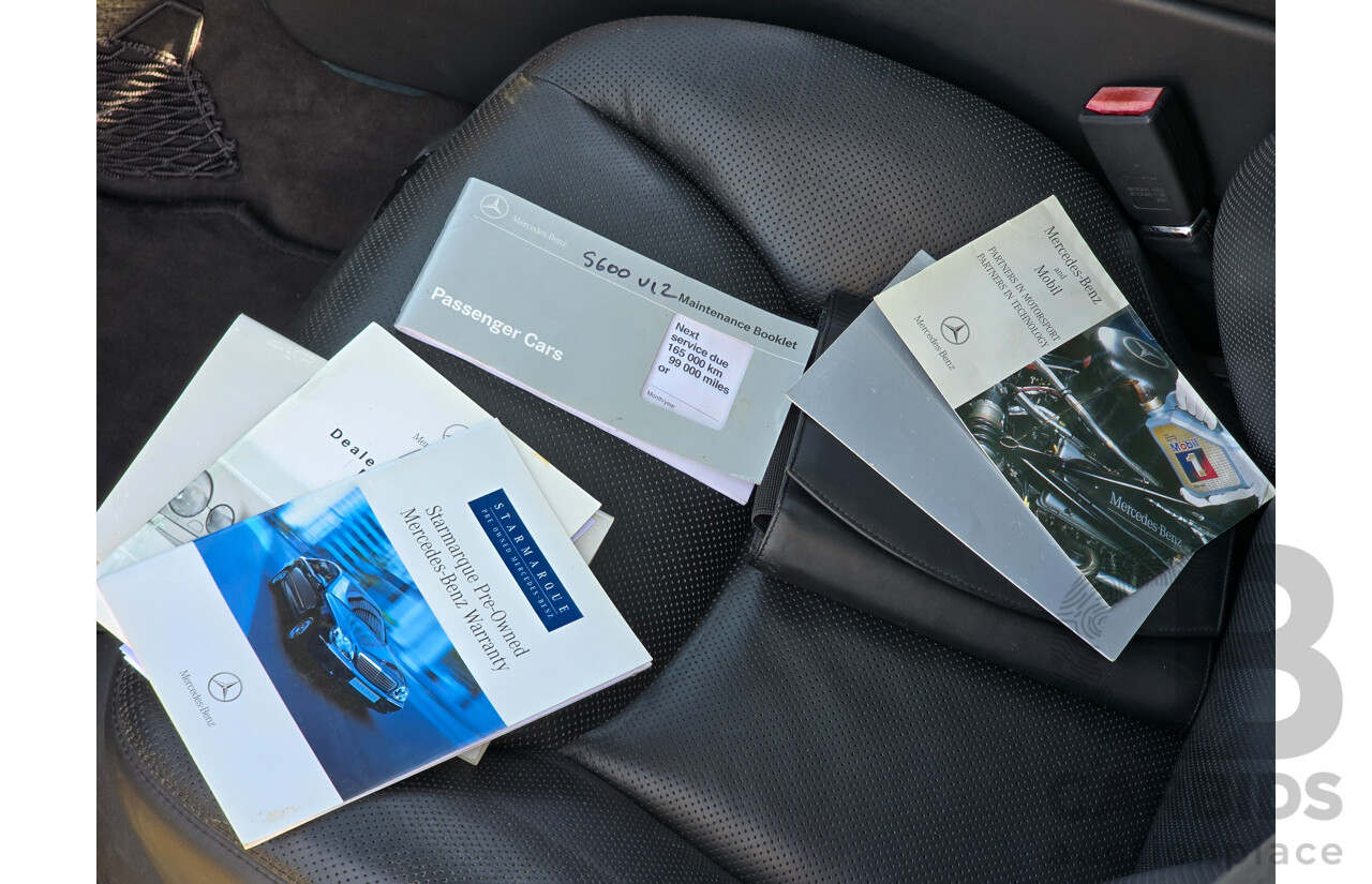 4/2003 Mercedes Benz S600L W220 4d Sedan Obsidian Black Metallic Twin Turbo V12 5.5L