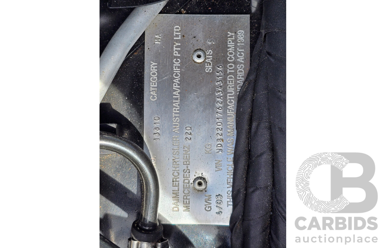 4/2003 Mercedes Benz S600L W220 4d Sedan Obsidian Black Metallic Twin Turbo V12 5.5L