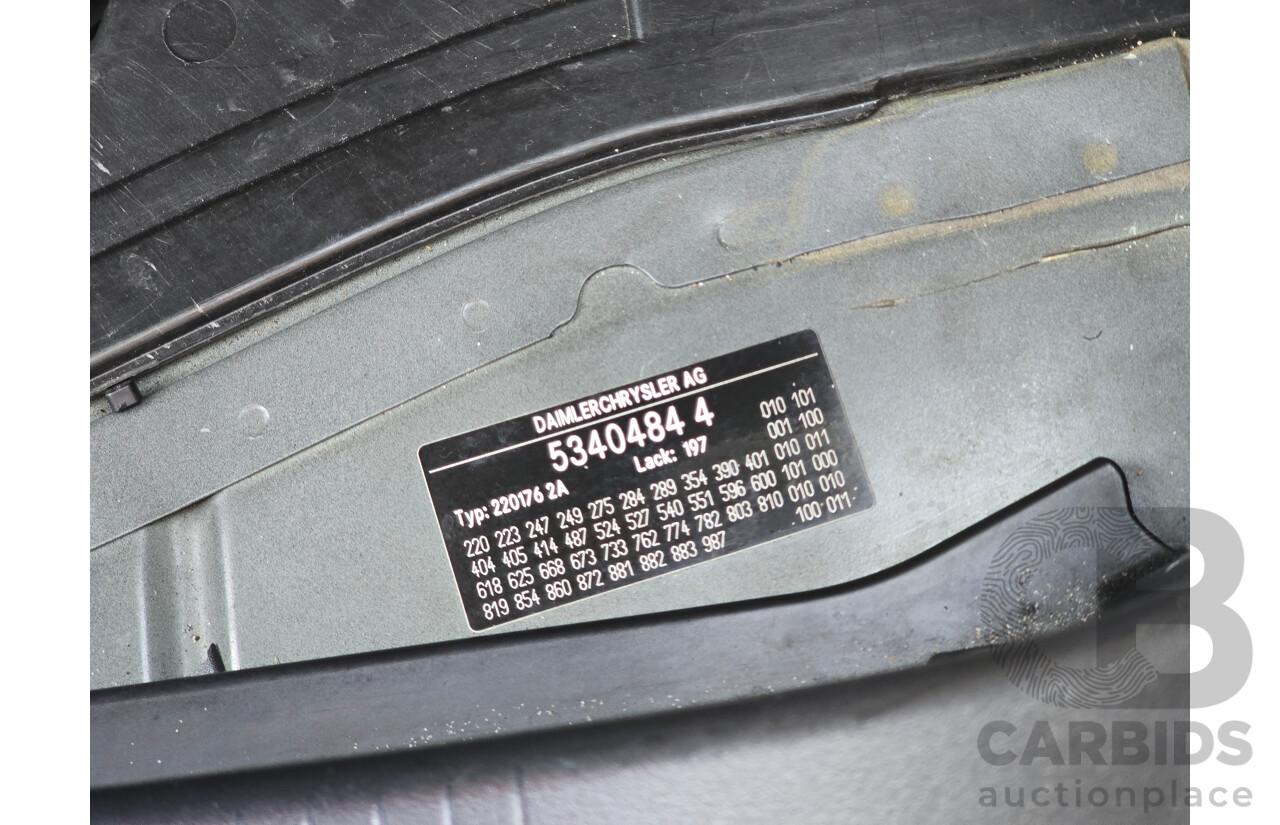 4/2003 Mercedes Benz S600L W220 4d Sedan Obsidian Black Metallic Twin Turbo V12 5.5L