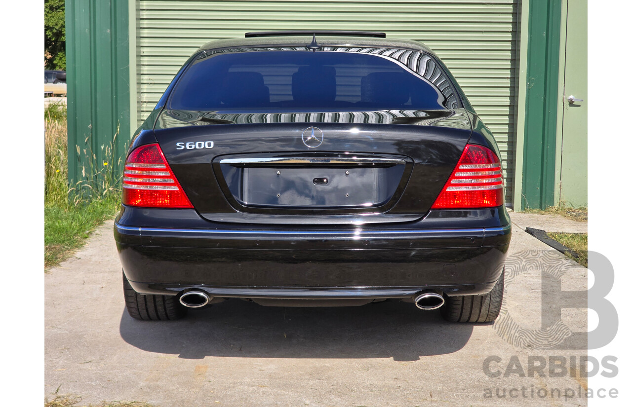 4/2003 Mercedes Benz S600L W220 4d Sedan Obsidian Black Metallic Twin Turbo V12 5.5L