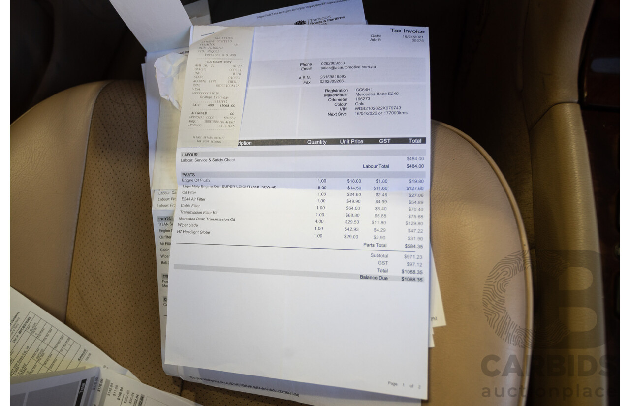 6/2002 Mercedes Benz E240 Classic W210 4d Wagon Travertine Beige Metallic V6 2.4L - 7 Seater