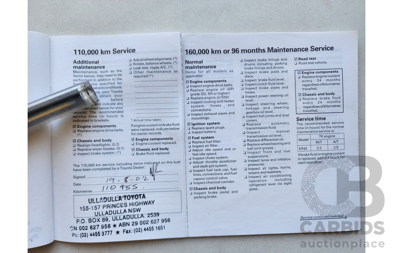 11/1998 Toyota Townace SBV KR42R 4d Blind Van White 1.8L