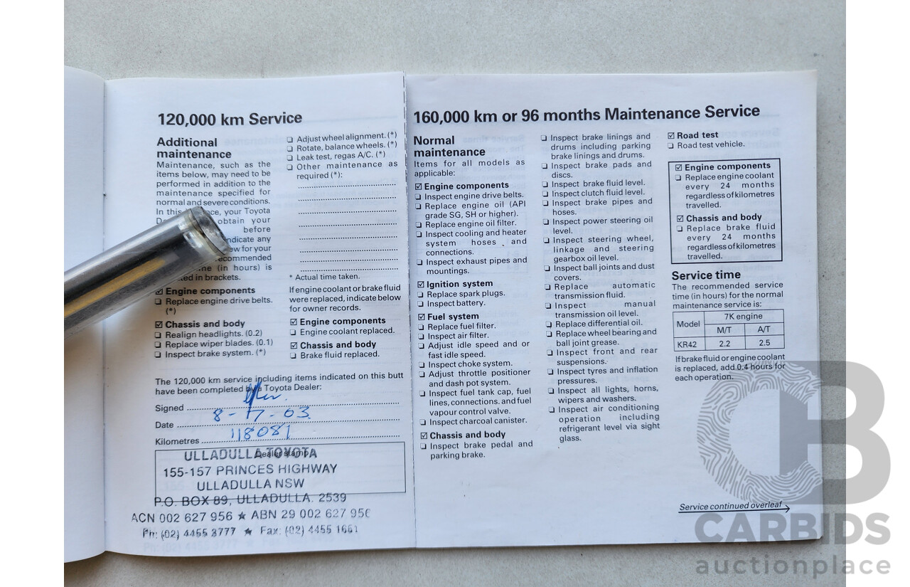 11/1998 Toyota Townace SBV KR42R 4d Blind Van White 1.8L