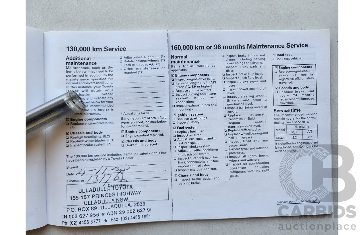 11/1998 Toyota Townace SBV KR42R 4d Blind Van White 1.8L