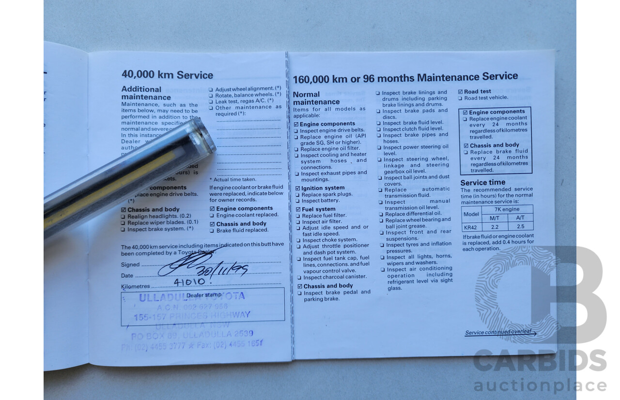 11/1998 Toyota Townace SBV KR42R 4d Blind Van White 1.8L