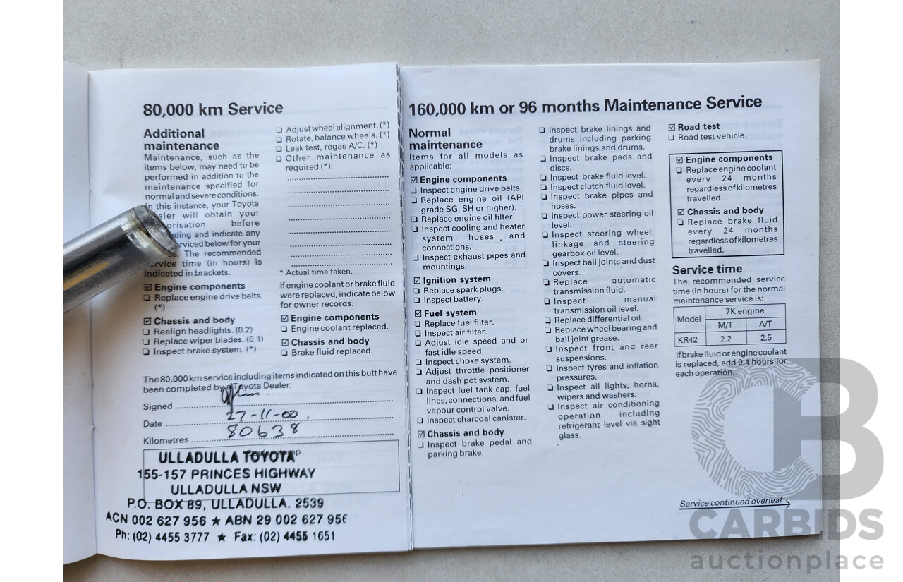 11/1998 Toyota Townace SBV KR42R 4d Blind Van White 1.8L