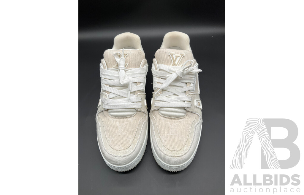 Trainer Sneaker (Beige Monogram Denim) Men's Size 9 - Branded Louis Vuitton