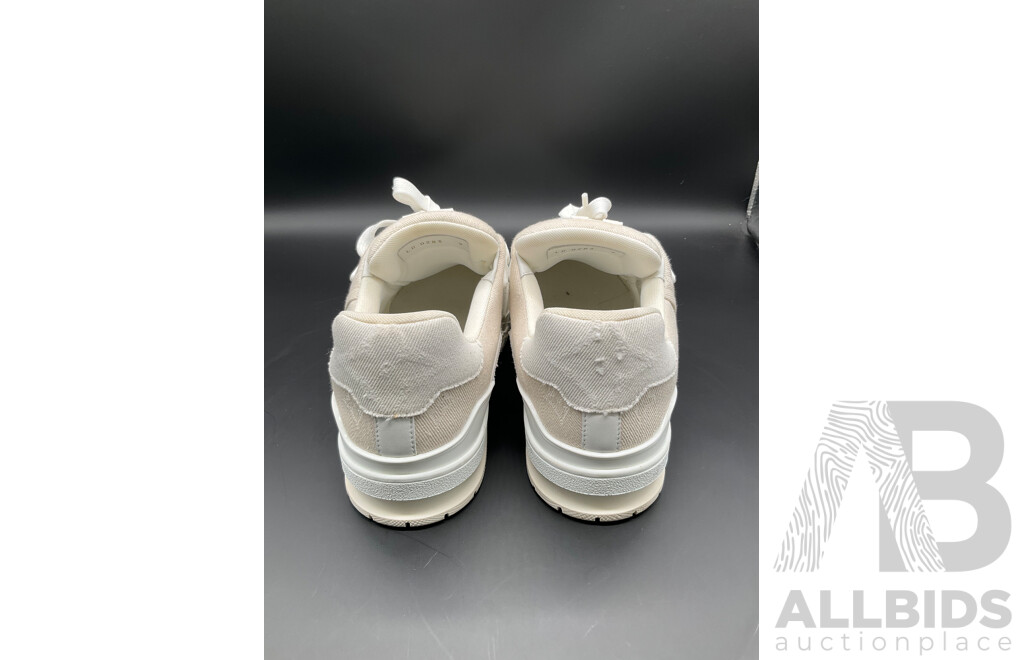 Trainer Sneaker (Beige Monogram Denim) Men's Size 9 - Branded Louis Vuitton