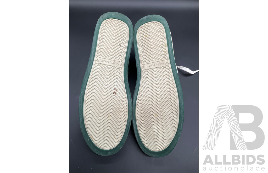 Low-Top Sneaker in White and Dark Green Men's Size 44 - Branded Saint Laurent