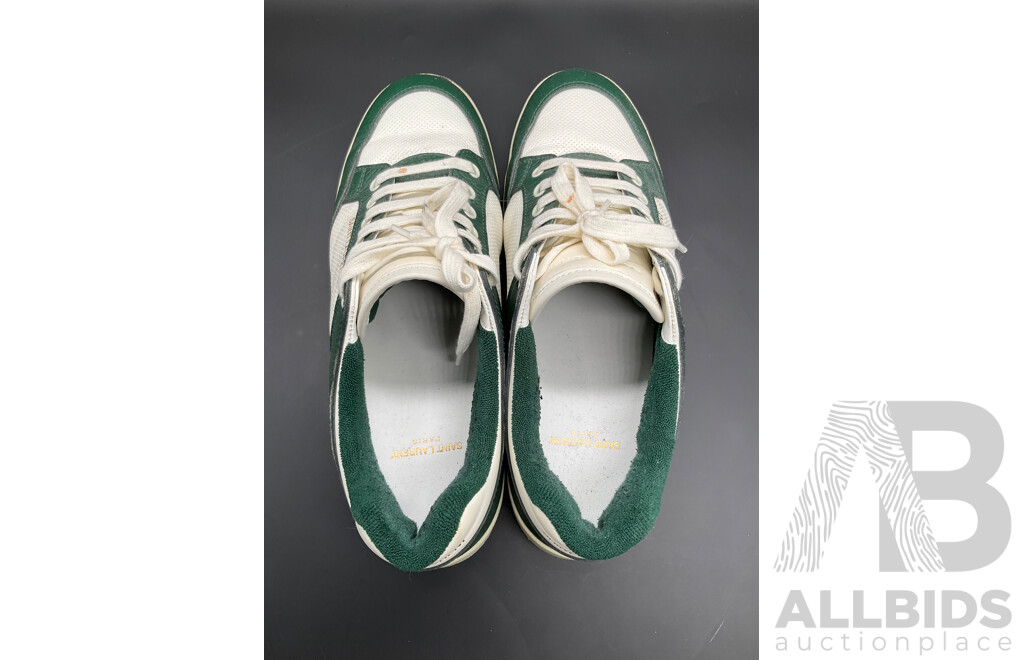 Low-Top Sneaker in White and Dark Green Men's Size 44 - Branded Saint Laurent