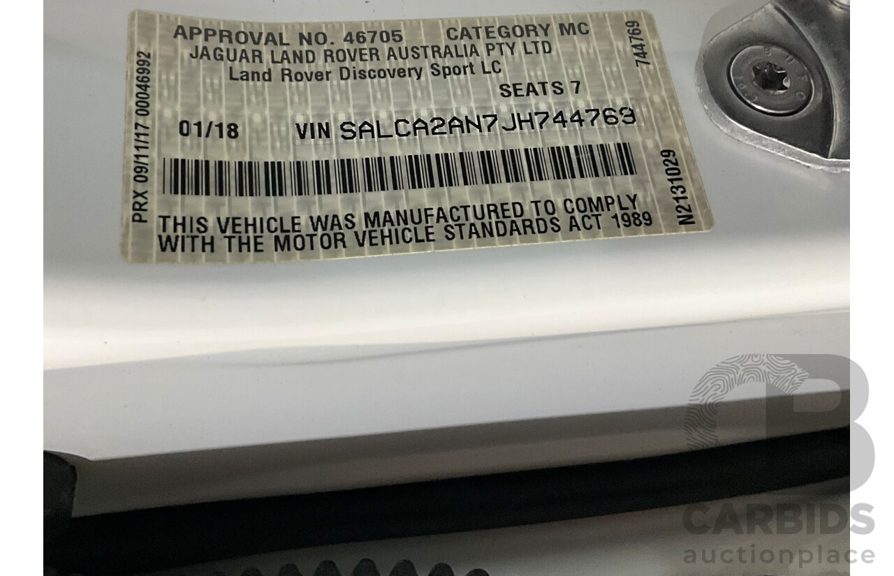 01/2018 Land Rover Discovery Sport Td4 HSE (132kW AWD) L550 MY18 4d Wagon Fuji White Turbo Diesel 2.0L - 7 Seater
