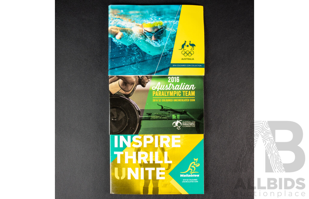 Seven Australian 2016 - 2019 commemorative two dollar coins