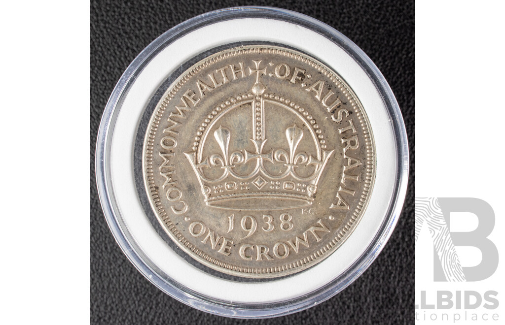 Australian 1938 KGVI Silver Crown, High Grade .925
