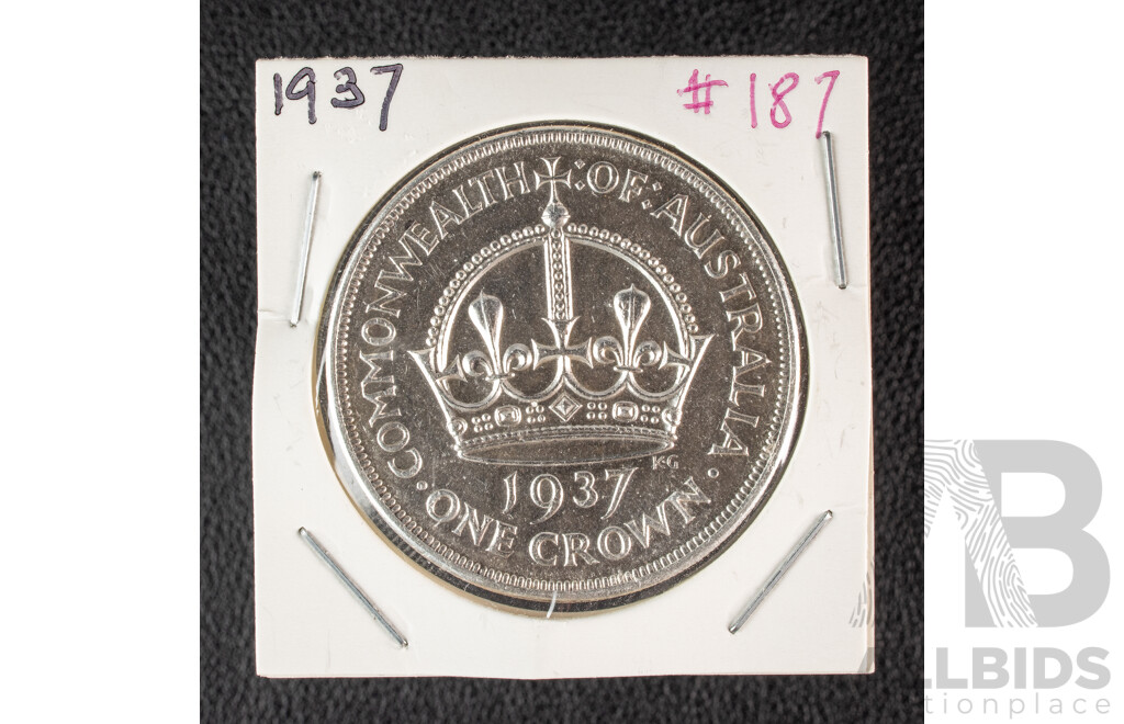 Australian 1937 KGVI UNC Silver Crown .925