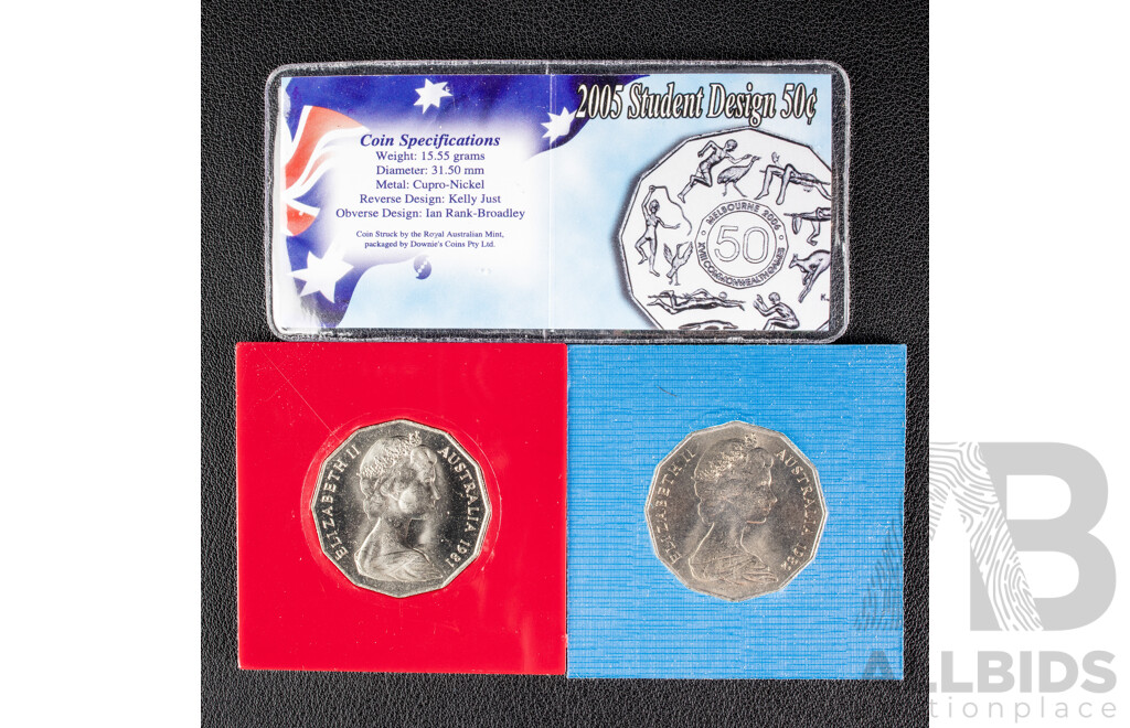 Australian Commemorative Fifty Cent Coins 1981, 1982, 2005
