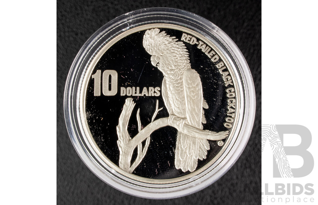 Australian RAM 1997 Silver Piedfort Ten Dollar Coin Australia's Endangered Species, Black Cockatoo.
