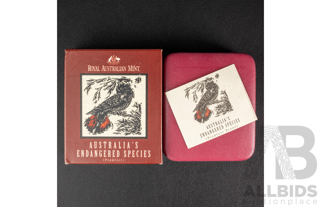 Australian RAM 1997 Silver Piedfort Ten Dollar Coin Australia's Endangered Species, Black Cockatoo.