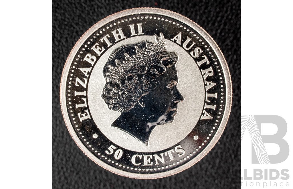 Australian Perth Mint Silver Proof Fifty Cent Coin, Year of the Rooster, Half Ounce .999