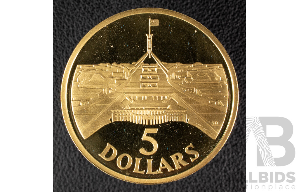Australian RAM 1988 Proof Five Dollar Coin, Opening New Parliament House
