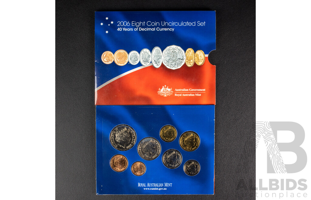 Australian RAM 2006 Eight UNC Coin Set, Forty Years Decimal Currency 