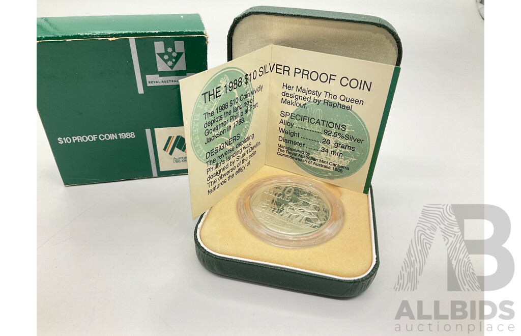 Australian RAM 1988 Silver Proof Ten Dollar Coin, Bicentennial .925