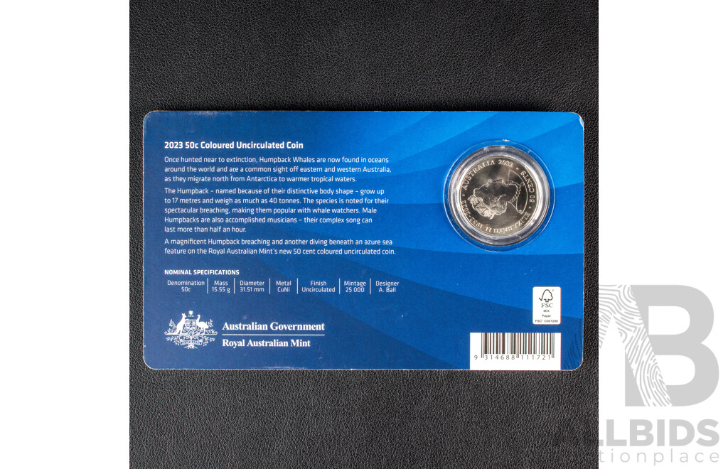 Australian 2023 coloured fifty cent coin